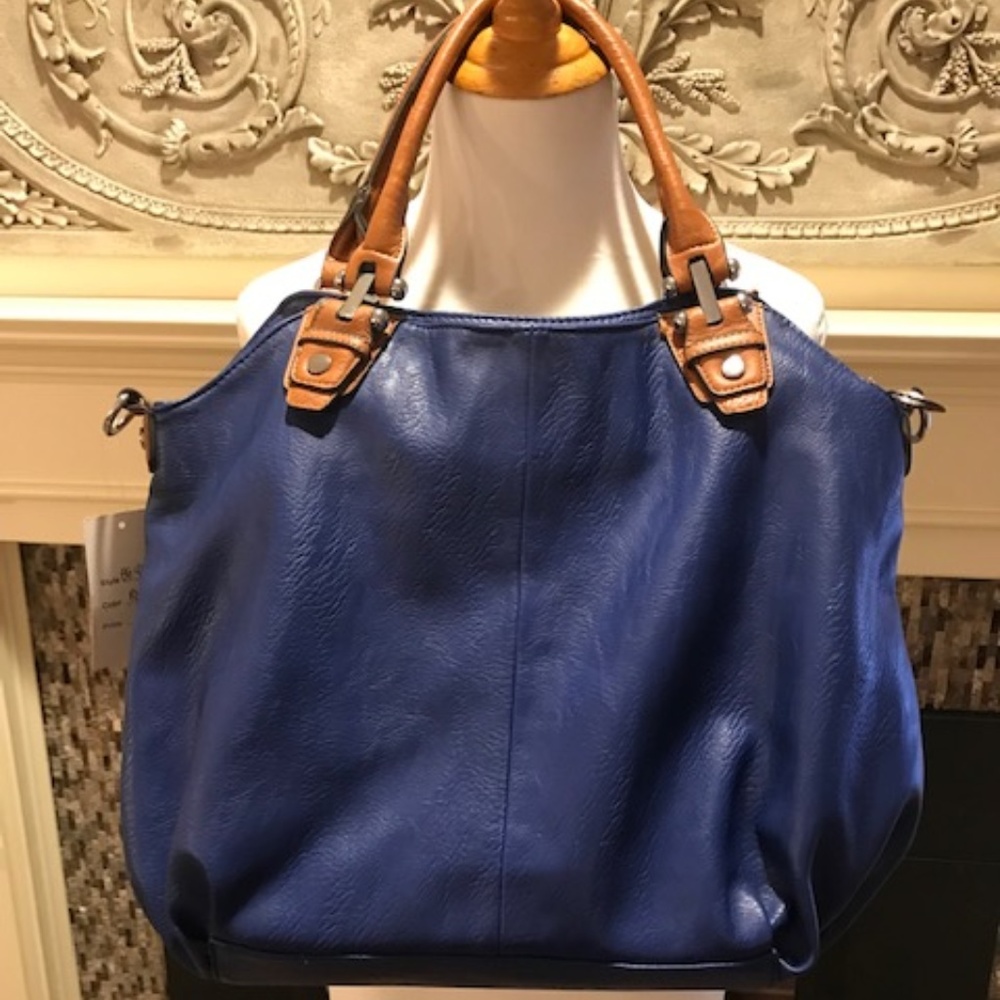 NWT royal blue and tan handbag!